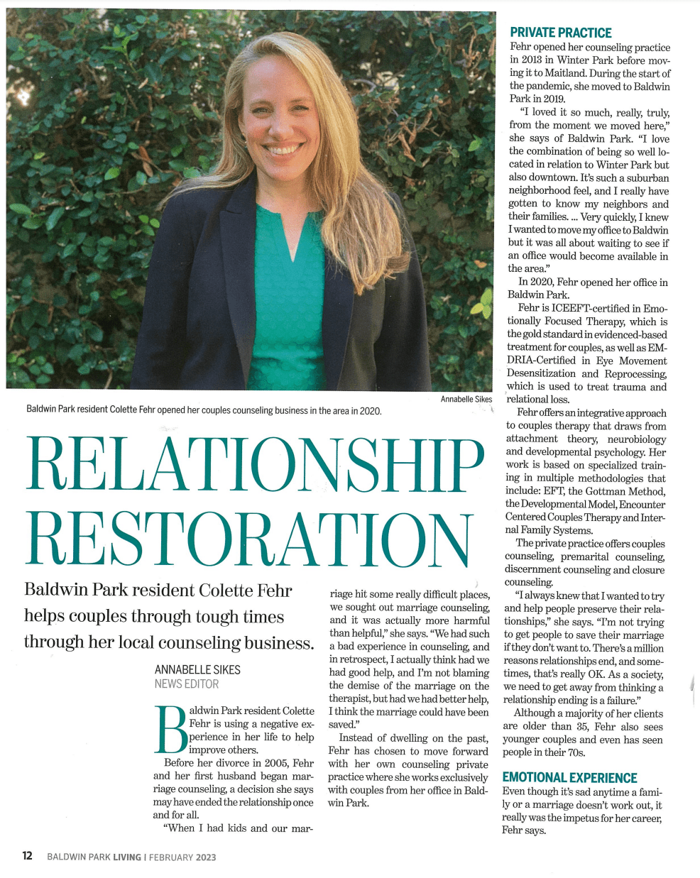 Relationship Restoration: As Seen In Baldwin Park Living Magazine